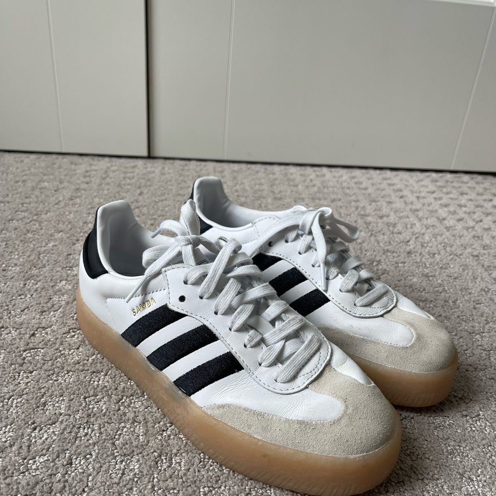 Adidas Samba White and Black Trainers